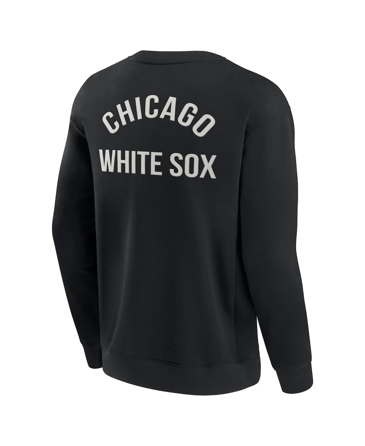 Shop Fanatics Signature Men's And Women's  Black Chicago White Sox Super Soft Pullover Crew Sweatshirt