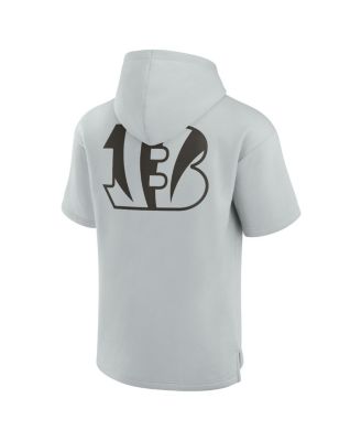 Men's and Women's Gray Cincinnati Bengals Super Soft Fleece Short Sleeve Hoodie