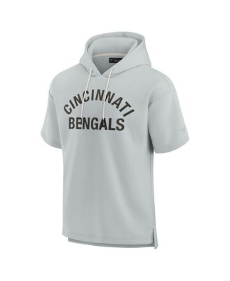 Men's and Women's Gray Cincinnati Bengals Super Soft Fleece Short Sleeve Hoodie
