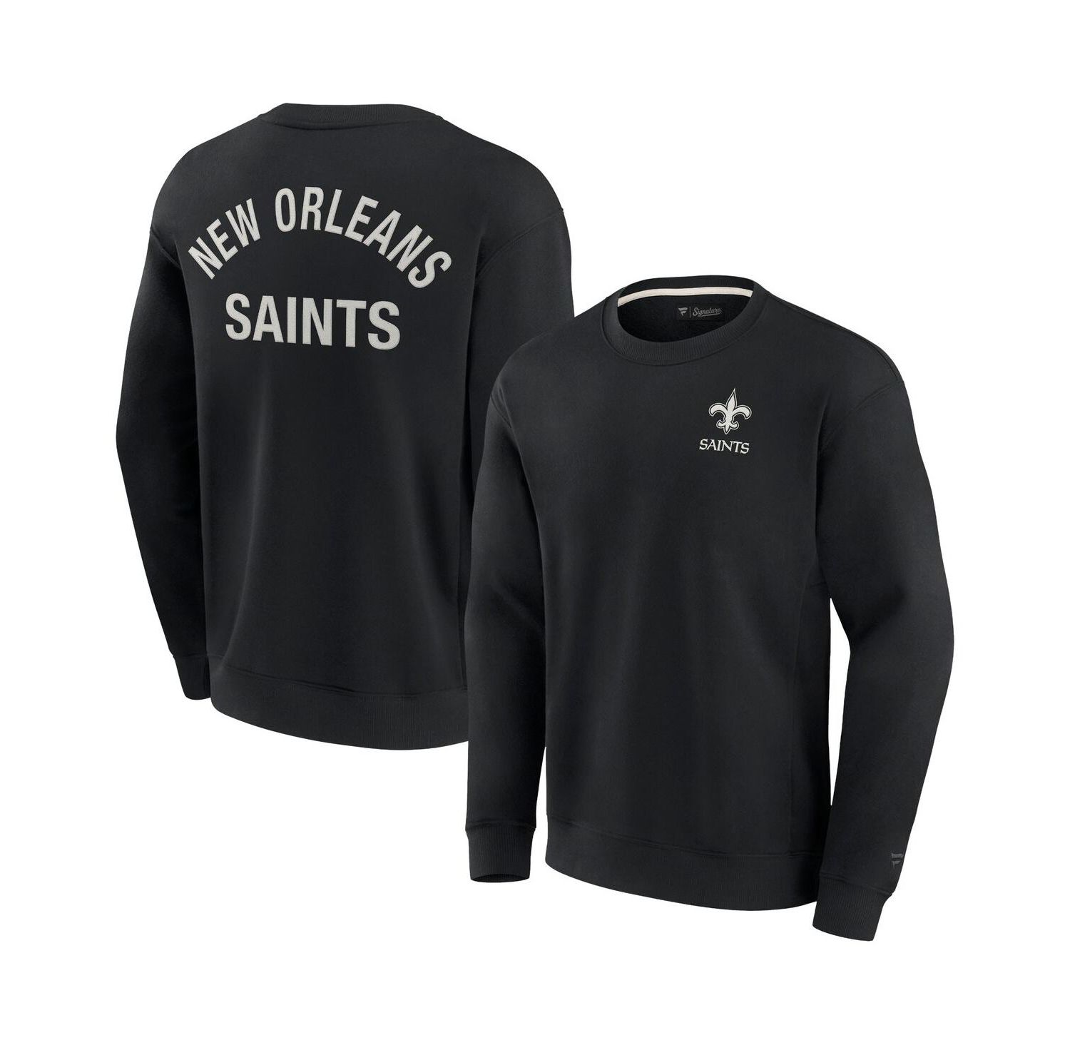 Men's and Women's Black New Orleans Saints Super Soft Pullover Crew Sweatshirt