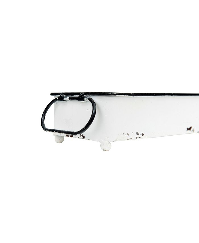 Storied Home Decorative Metal Tray with 2 Handles and Distressed Finish