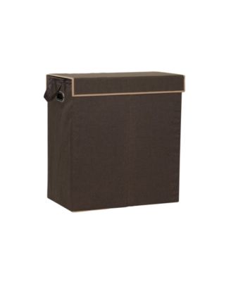 Double Laundry Hamper with Lid, Brown Linen