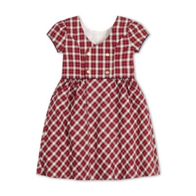 Toddler Girls Short Sleeve Button Back Schoolgirl Dress