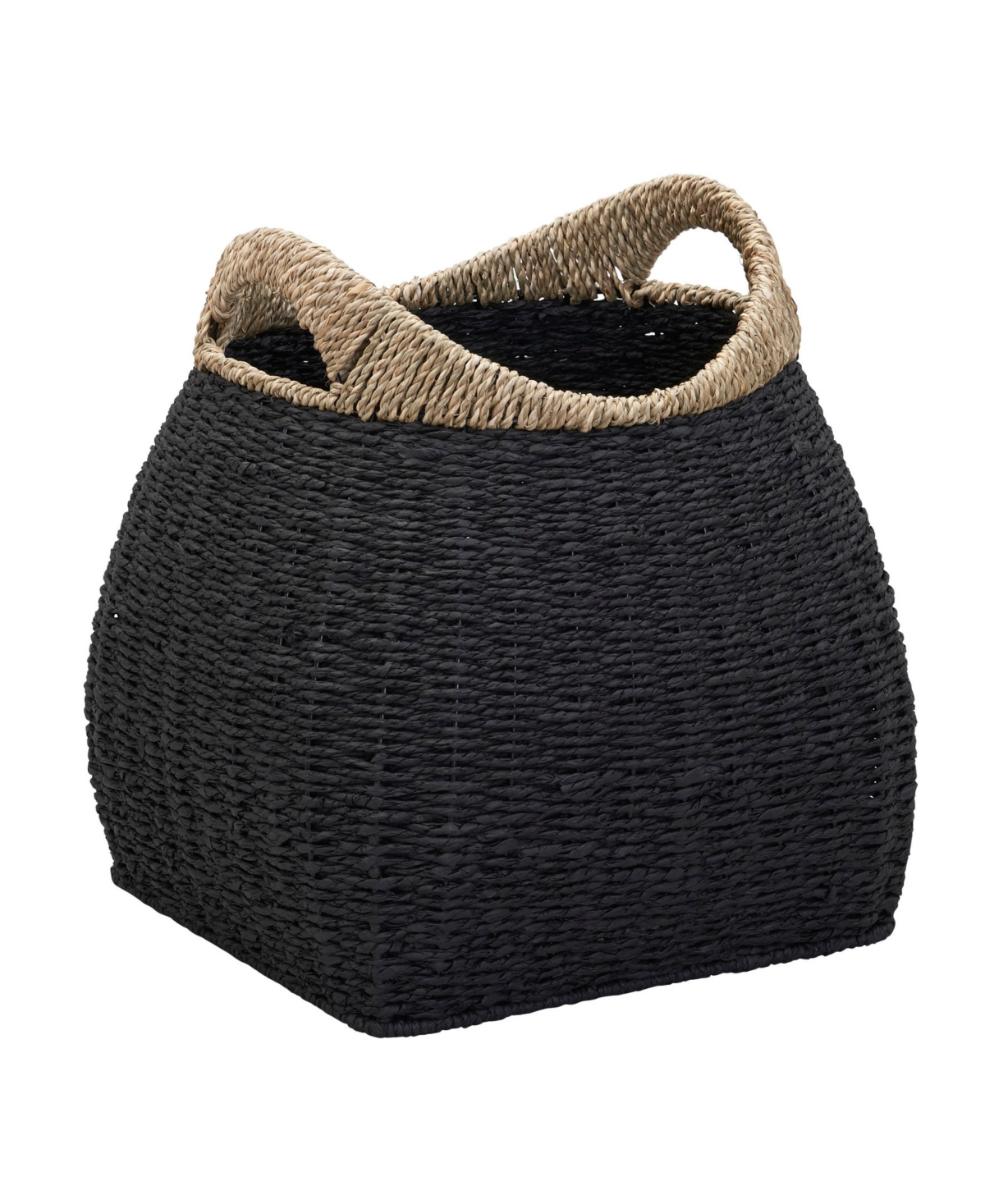Household Essentials Handle Basket Two Tone Paper In Matte Black