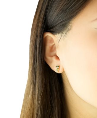 Peridot (3/8 ct. t.w.) & Green Tourmaline (1/3 ct. t.w.) Bezel Stud Earrings in Gold Vermeil (Also available in Morganite & Pink Topaz) Created for Macy's