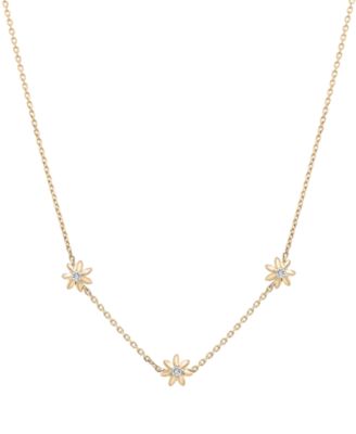 Audrey by Aurate Diamond Flower Station 18&quot; Collar Necklace (1/6 