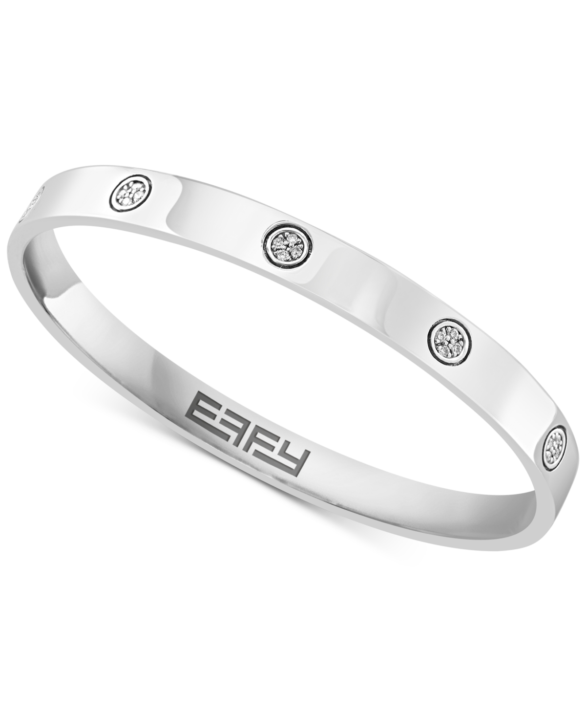 Effy Collection Effy Diamond Cluster Inset Bangle Bracelet (1/6 Ct. T.w.) In Sterling Silver In Sterling Silver