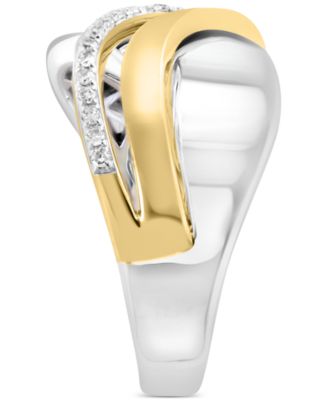 EFFY&reg; Diamond Crossover Statement Ring (1/10 ct. t.w.) in Sterling Silver & 14k Gold-Plate