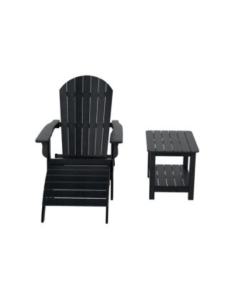 3-Piece Outdoor Adirondack Chair with Ottoman and Side Table Set