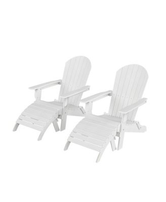 4-Piece Outdoor Folding Adirondack Chair with Footrest Ottoman Set