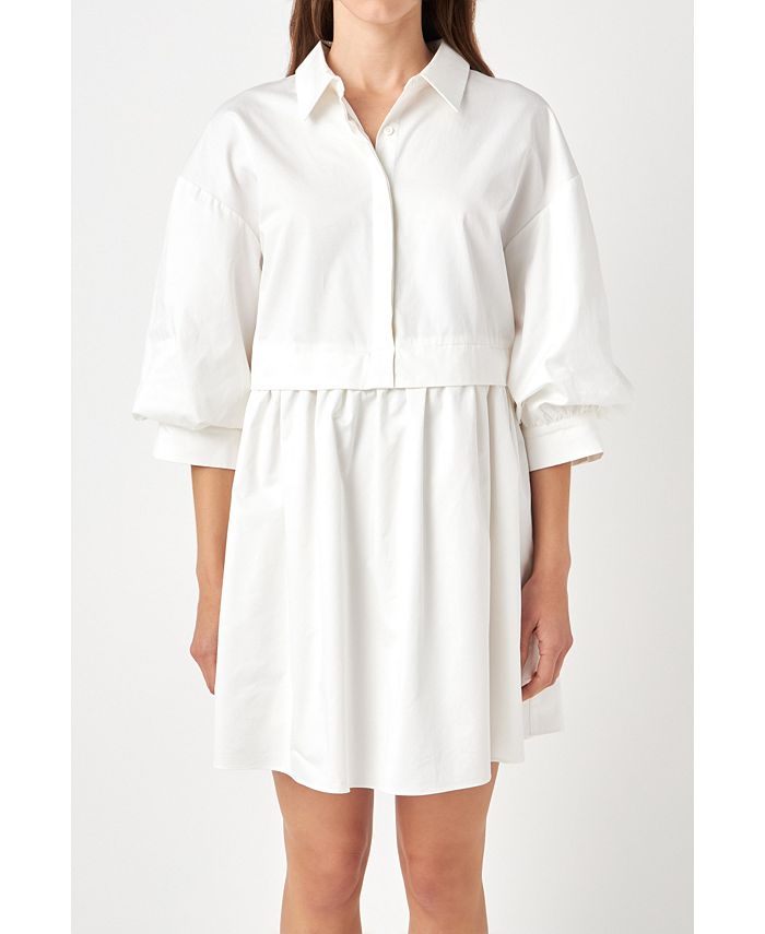 English Factory Women's Puff Sleeve Shirt Dress - Macy's