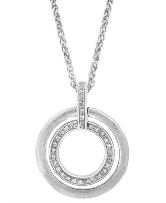 EFFY&reg; Diamond Double Circle 18" Pendant Necklace (1/10 ct. t.w.) in Sterling Silver