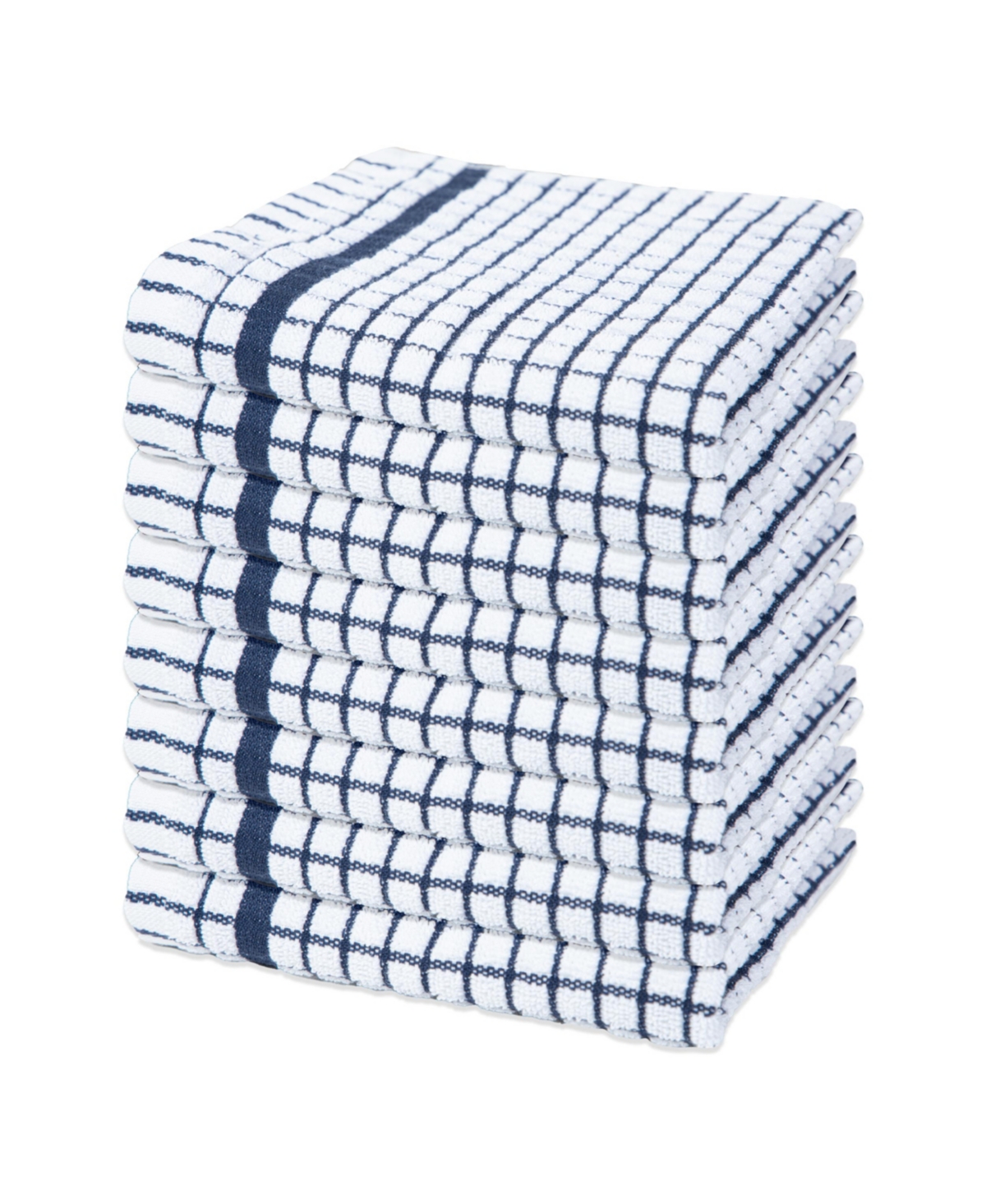 Classic Checkered Dishcloths (Pack of 8), 100% Cotton. Color Options, 13x13 in. - Blue
