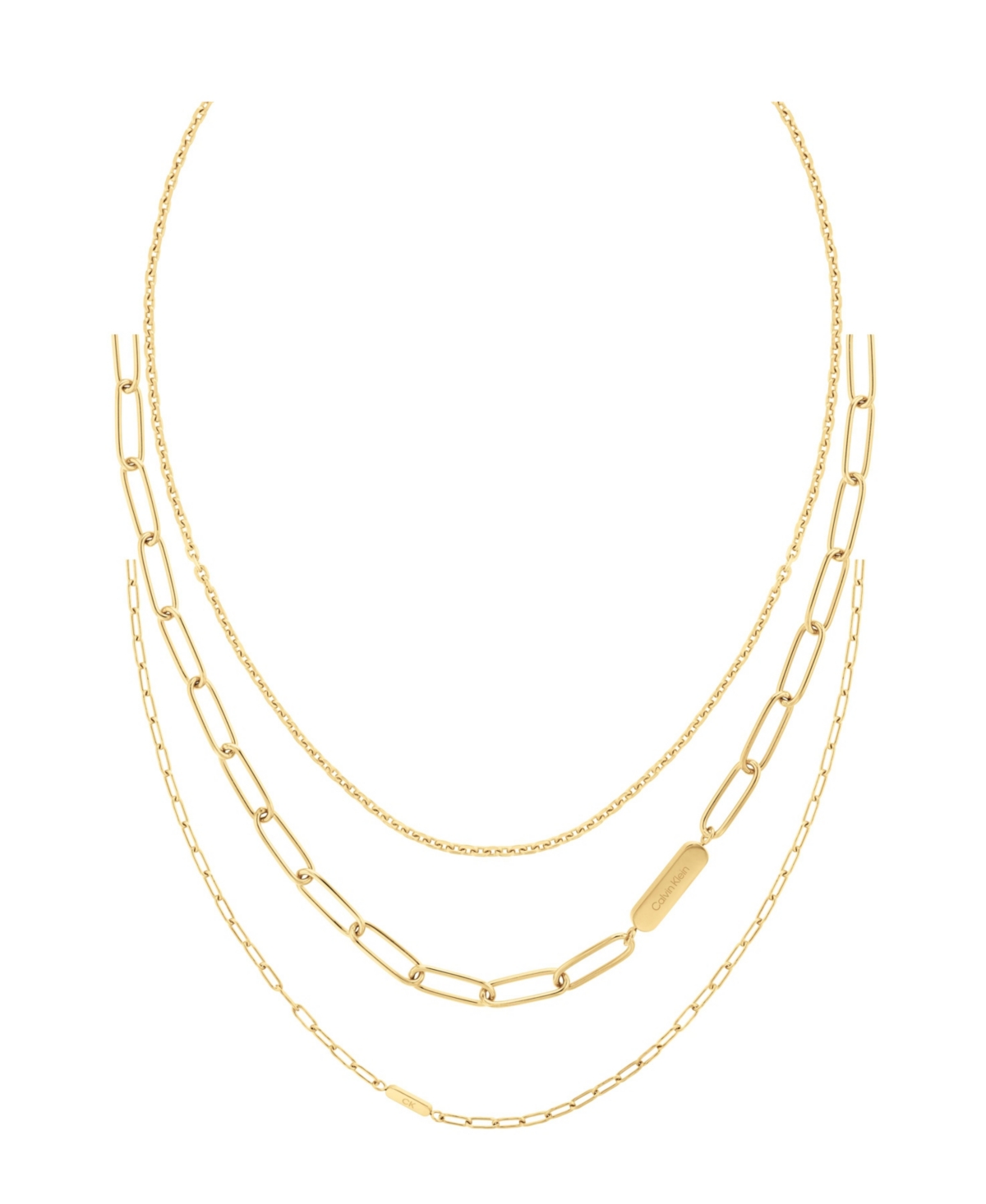Unisex Stainless Steel Chain Necklace Gift Set, 3 Piece - Gold Tone