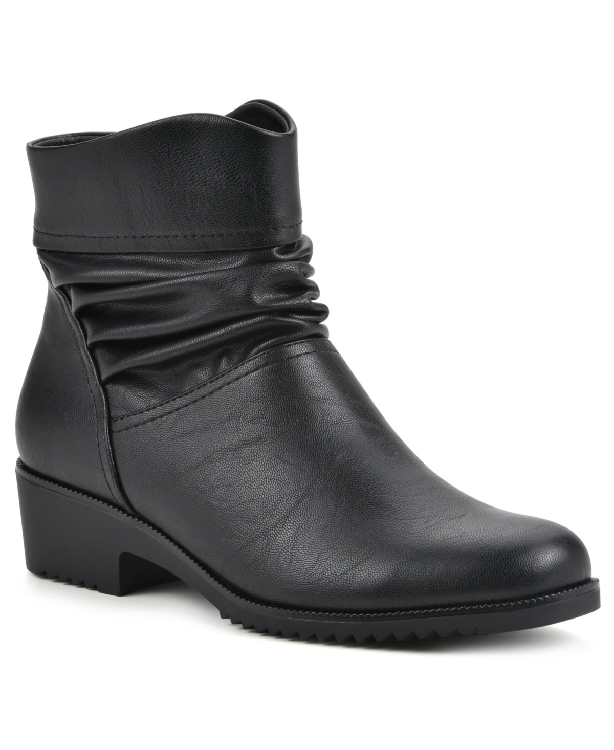 Cliffs By White Mountain Durbon Womens Faux Leather Round Toe Ankle Boots In Black Smooth