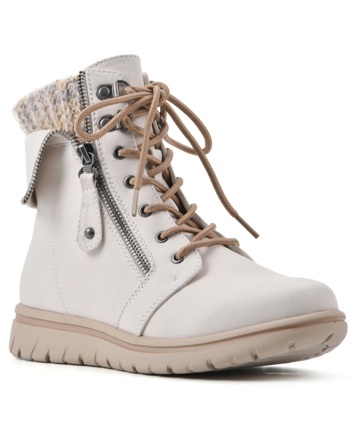 Women's Hope Lace-up Hiker Boots - Winter White Fabric Sweater