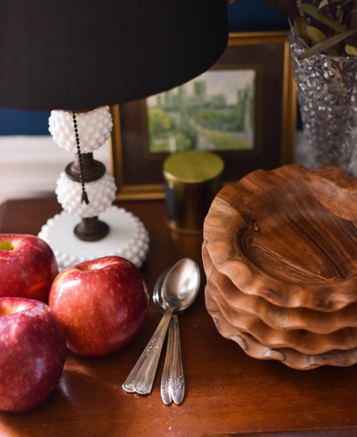 Coton Colors Fundamental Wood Ruffle Bowl Set of 4, Service for 4