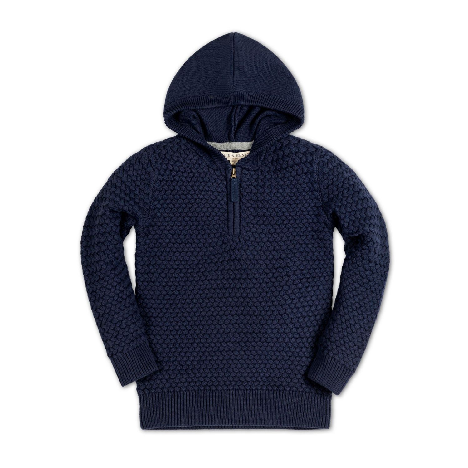 Baby Boys Hope and Henry Long Sleeve Hooded Half Zip Sweater