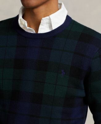 Men's Plaid Washable Wool Sweater