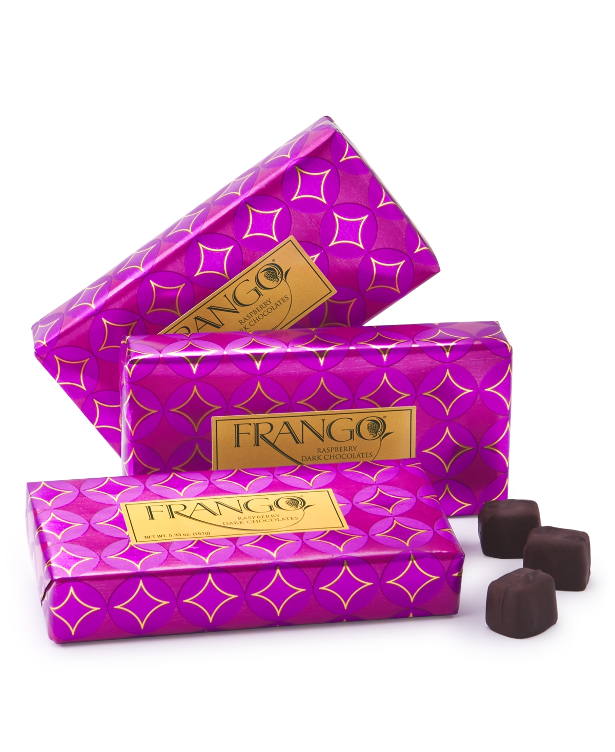 Frango Chocolates 3 Pack Holiday 1/3 Lb Wrapped Raspberry Dark Chocolates, Created for Macy's