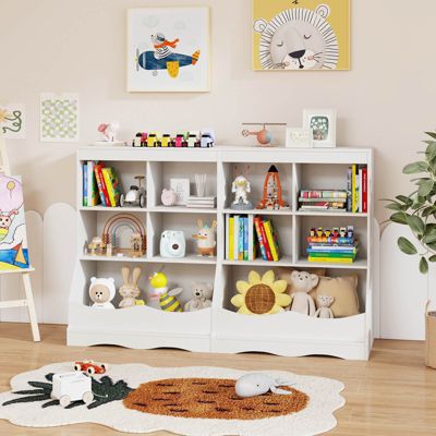 3-Tier Children's Multi-Functional Bookcase Toy Storage Bin Floor Cabinet