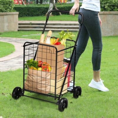 Folding Shopping Cart Utility Trolley Portable For Grocery Laundry Travel