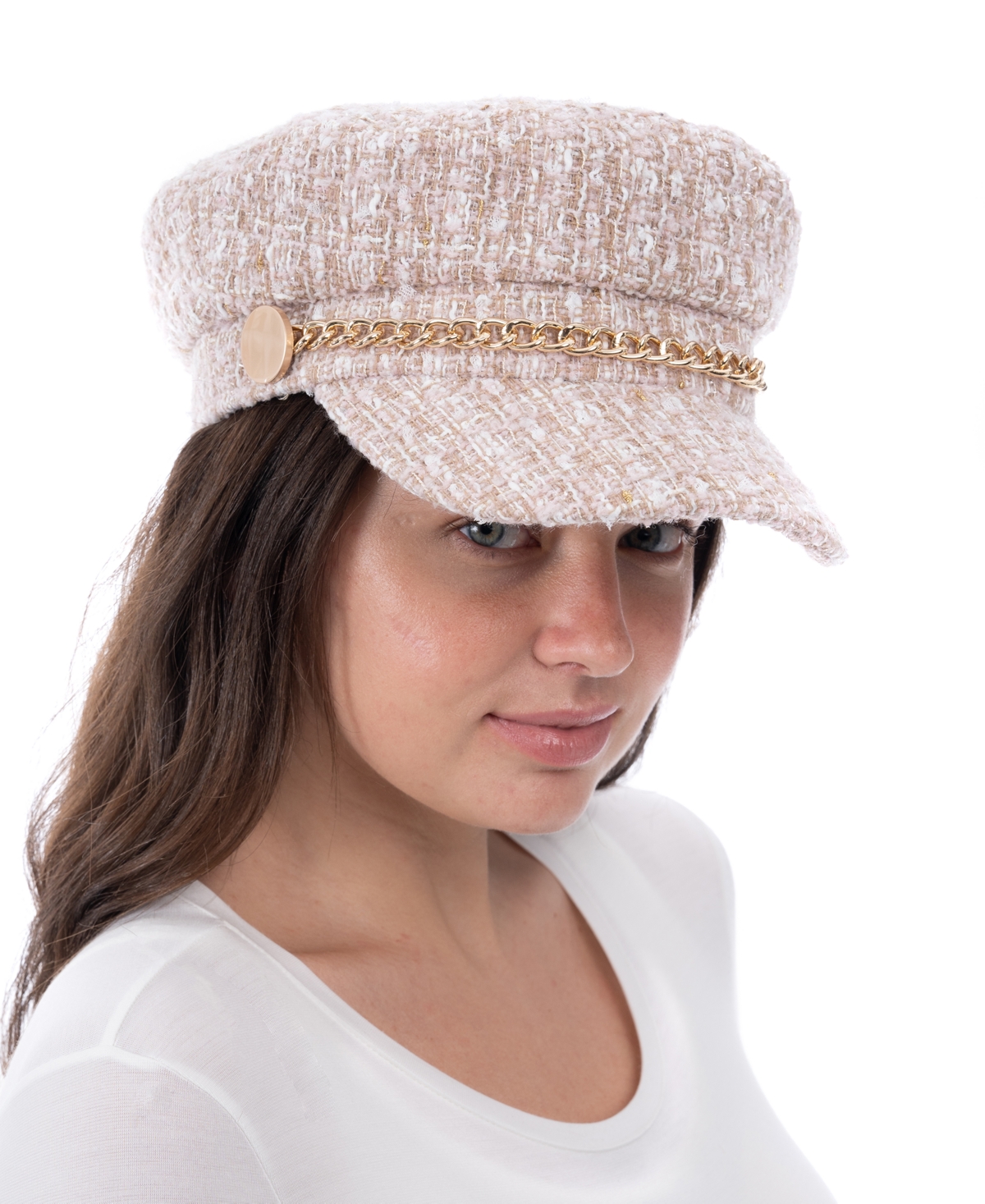 I.n.c. International Concepts Women's Chain Boucle Conductor Cap, Created for Macy's
