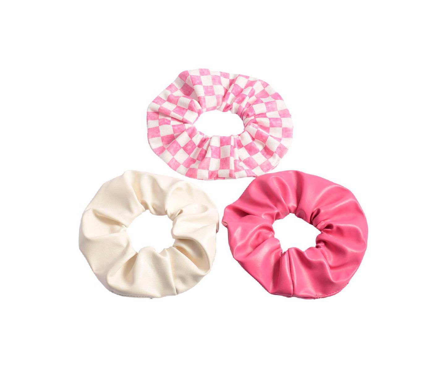 Женские аксессуары для волос Headbands of Hope Scrunchie Set - Pink Checkered — фото 1