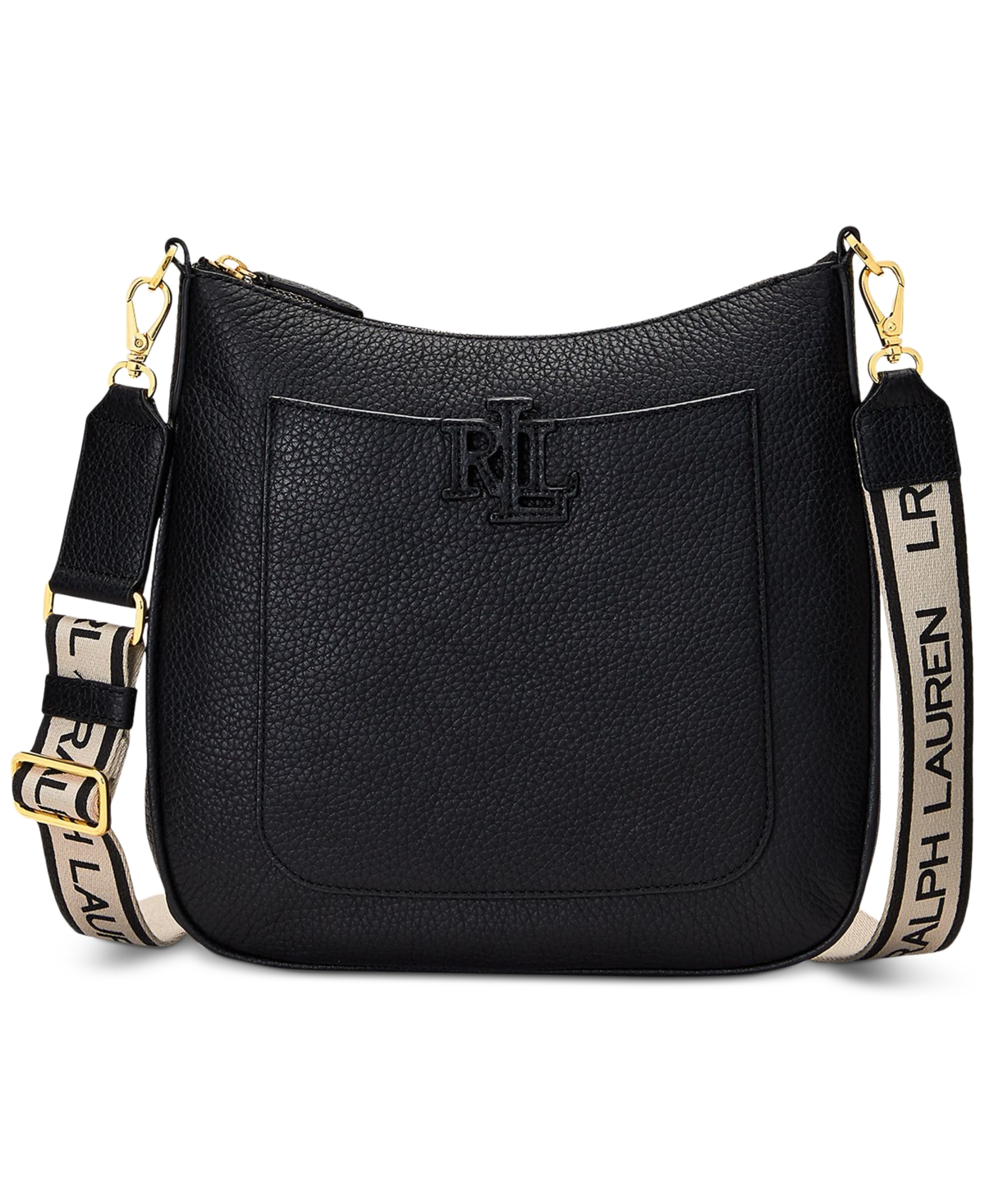 Lauren Ralph Lauren Cameryn Pebbled Leather Small Crossbody In Black