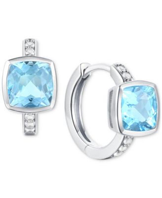 2-Pc. Set Garnet: (4-1/6 ct. t.w.) & Lab-Grown White Sapphire (1/20 ct. t.w.) Pendant Necklace & Matching Small Hoop Earrings in Gold-Plated Sterling Silver (Also in Blue Topaz, Lab-Grown Morganite, & Amethyst)