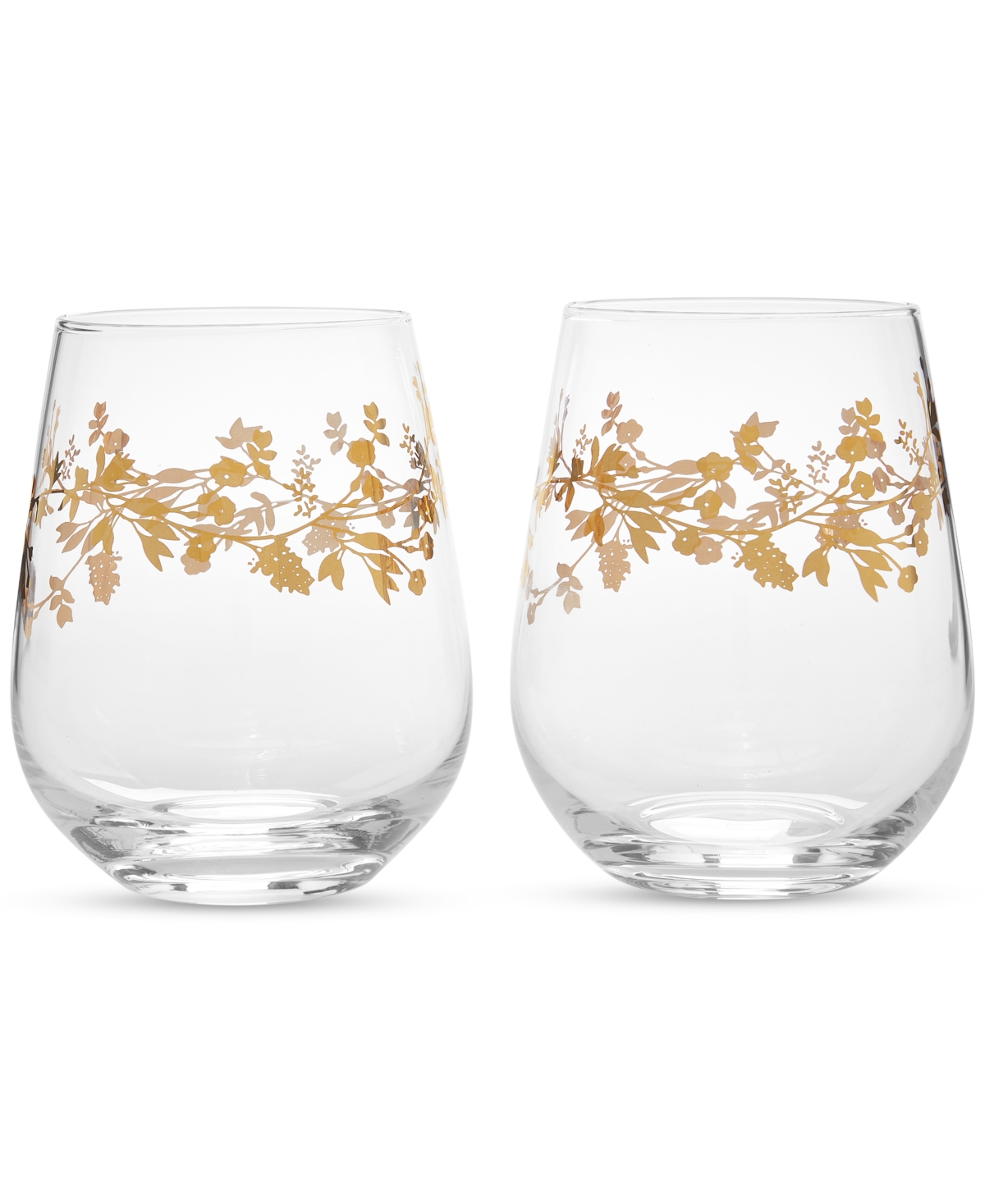 Gilded Stemless Wine Glass, Set of 2, Created for Macy's - Gold
