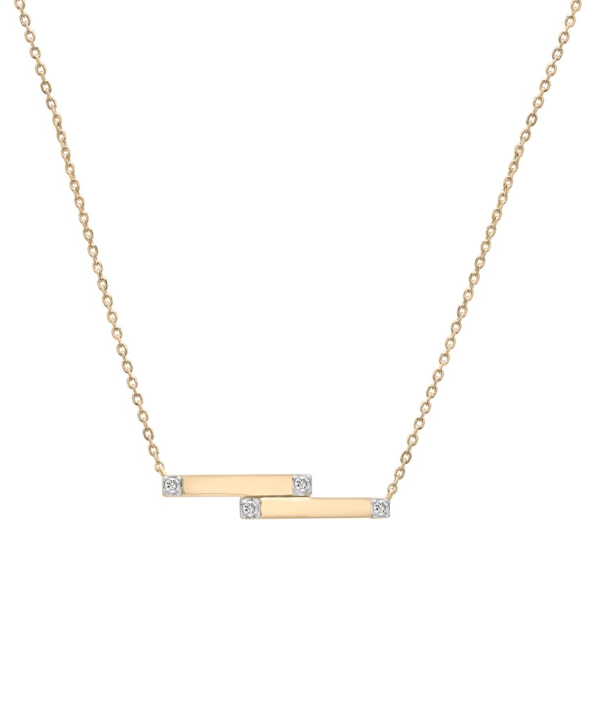 Diamond Double Bar 18" Pendant Necklace (1/10 ct. t.w.) in Gold Vermeil, Created for Macy's - Gold Vermeil