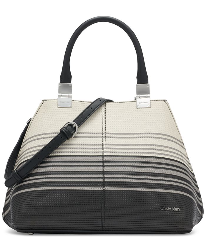 Calvin Klein Granite Striped Convertible Satchel with Magnetic Snap ...