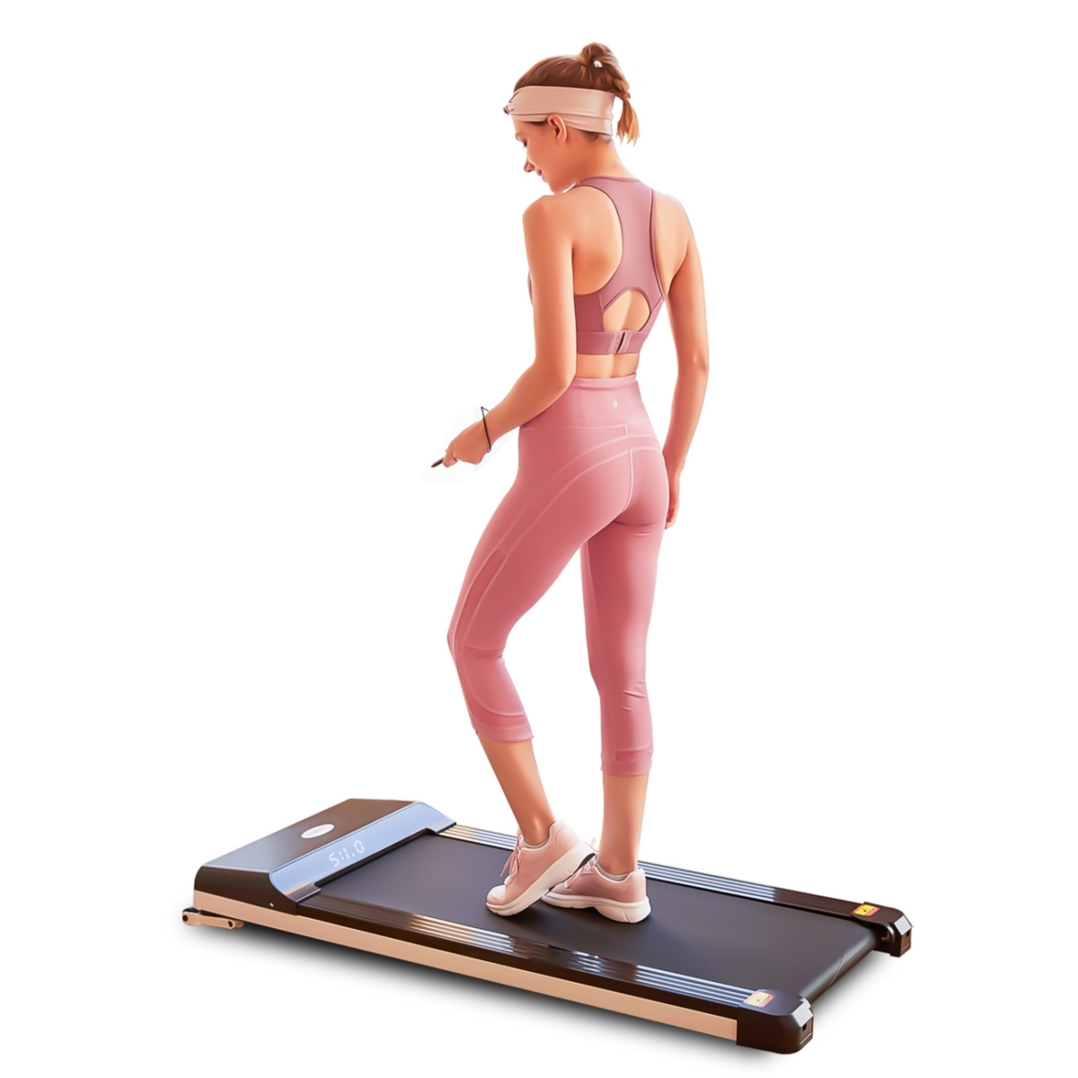 Portable Treadmill Under Desk Walking Pad Flat Slim Treadmill With Led Display & Sport App - Black