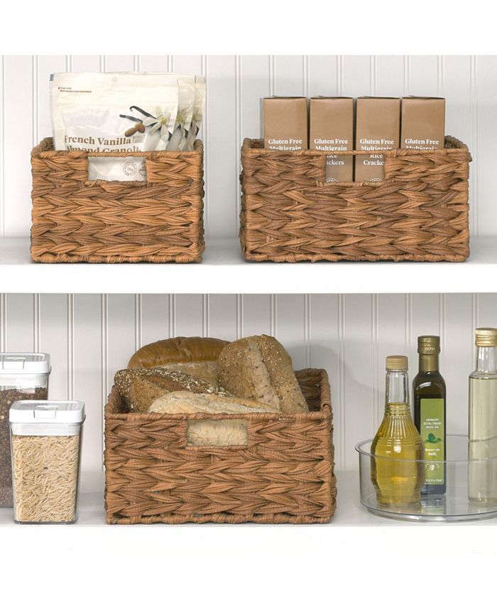 mDesign Woven Farmhouse Kitchen Pantry Food Storage Basket Box, Large