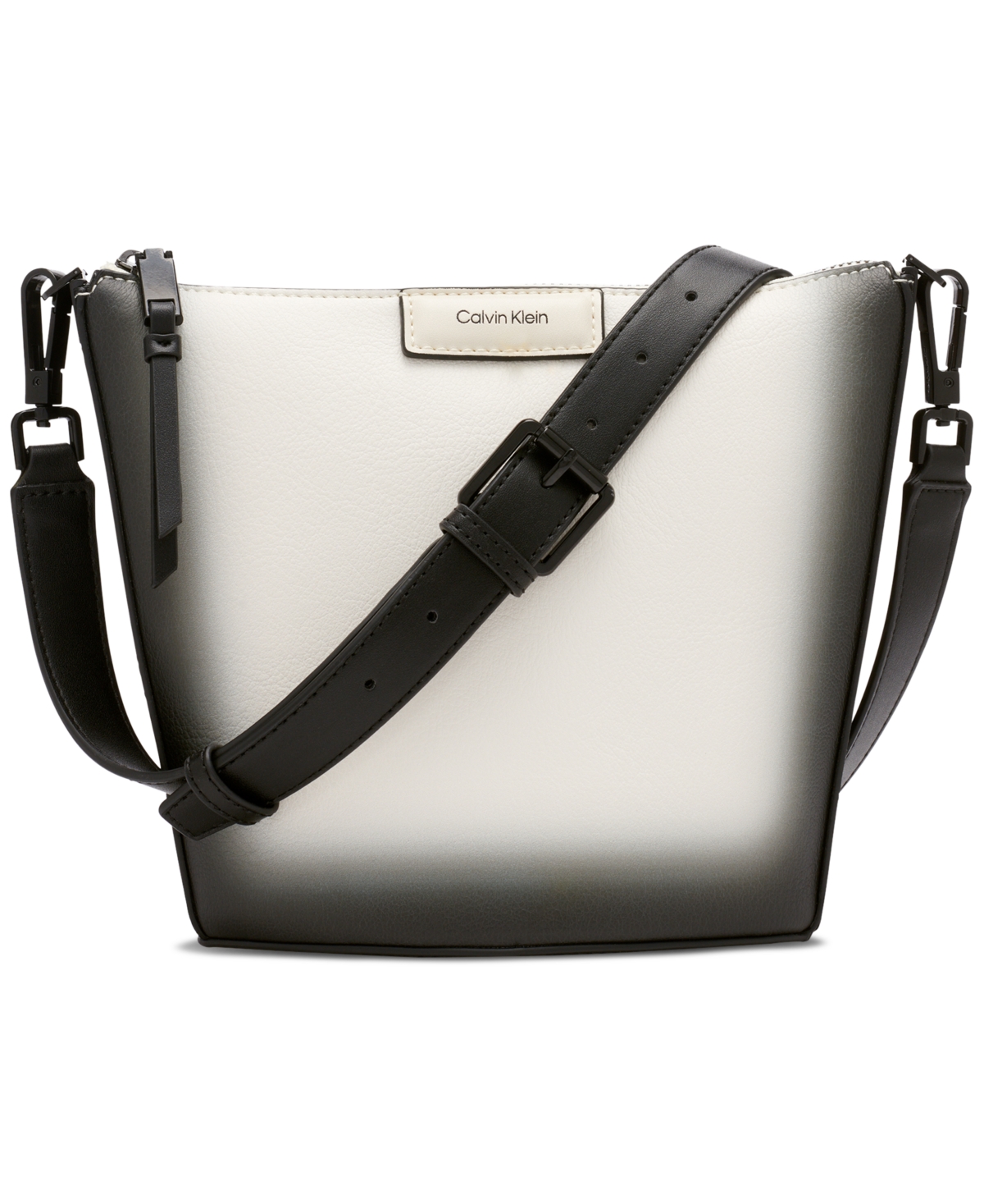 Calvin Klein Ash Ombre Drawstring Adjustable Bucket Bag In Ch Wht/black ...