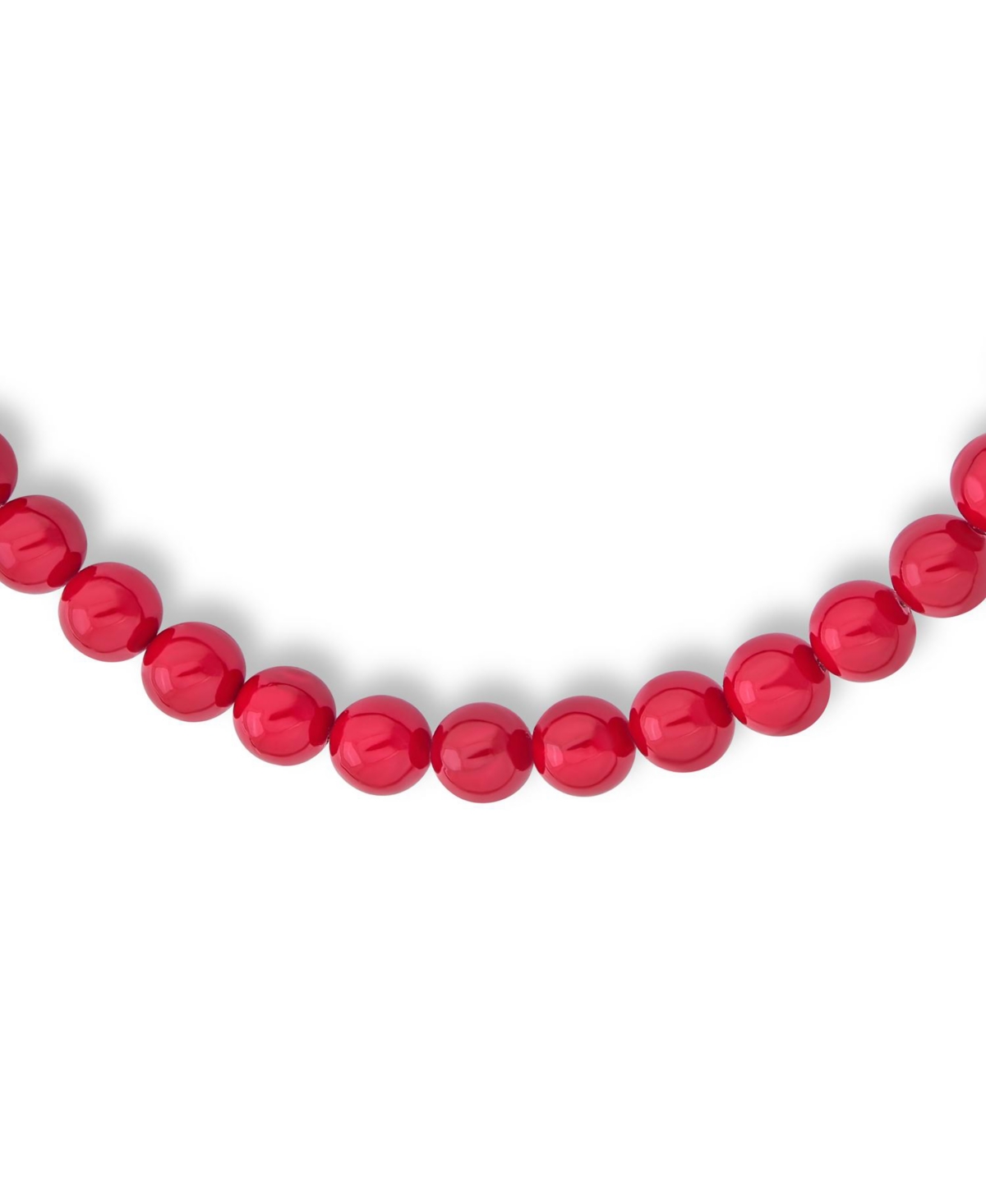 Bling Jewelry Plain Simple Smooth Classic Red Synthetic Calcite Round 10MM Bead Strand Necklace Silver Plated Clasp