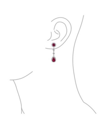 Statement Teardrop Pave Crown Halo Cubic Zirconia CZ Dangle Chandelier Clip On Earrings Non-Pierced