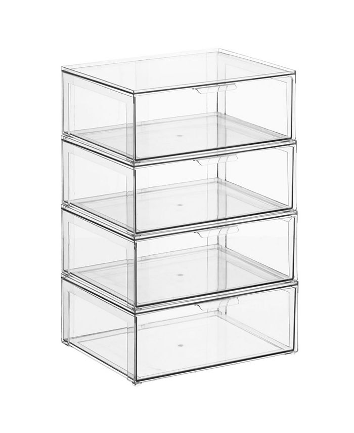 mDesign Stackable Closet Storage Bin Box with PullOut Drawer, Large