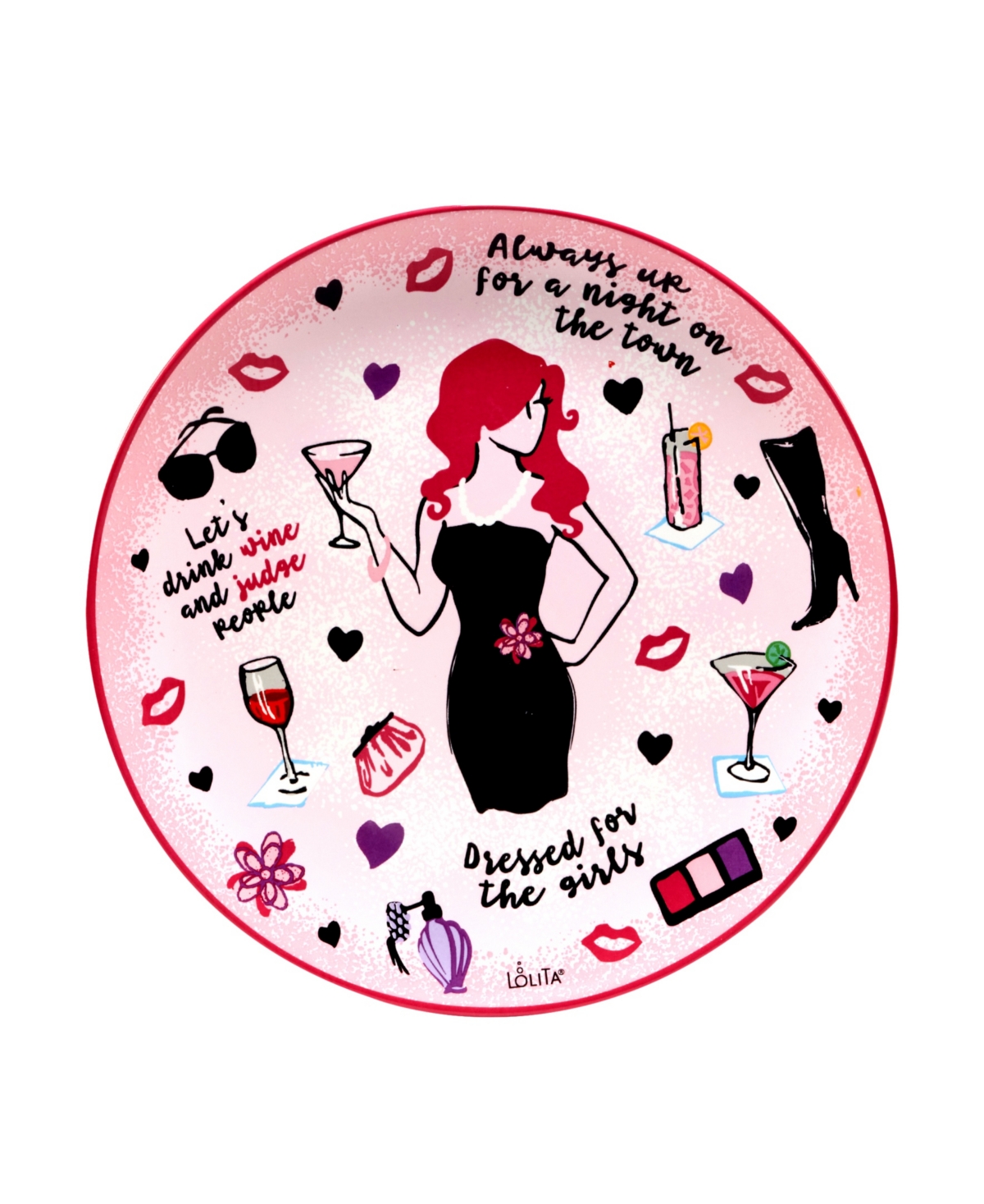 Certified International Lolita Divas on the Loose 4 Piece Dessert Plate