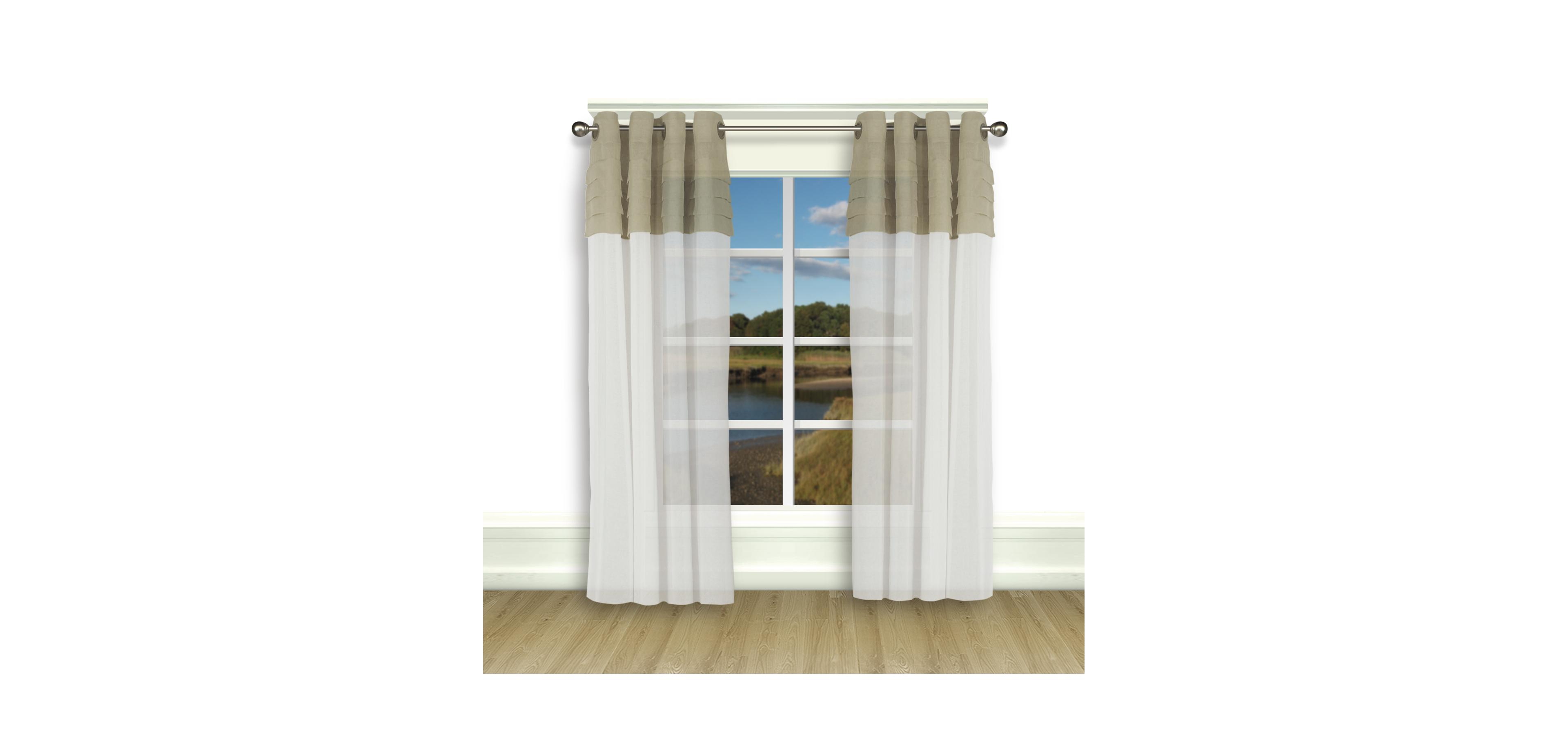 Ricardo Geneva Pleated 2-Tone Grommet Curtain Panel 52"W x 72"L