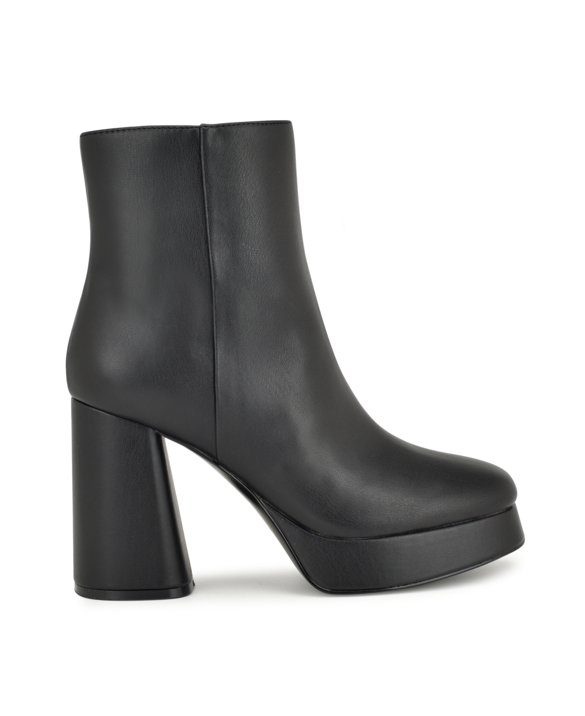 Nine West Women's Velo Flared Block Heel Platform Dress Booties - Black Smooth - Faux Leather