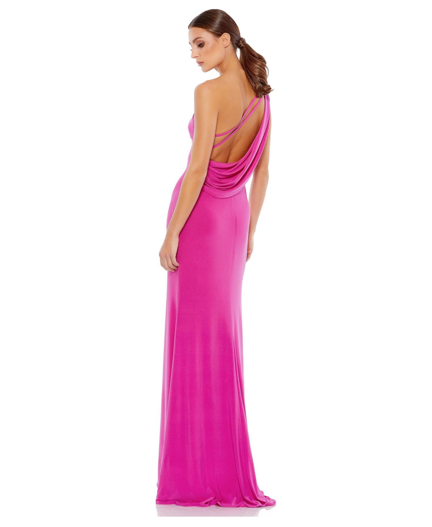Women's Jersey One Shoulder Draped Back Gown