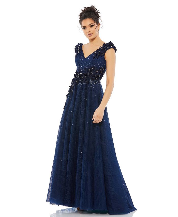 Mac Duggal Women s Floral Applique A Line Evening Gown Macy s