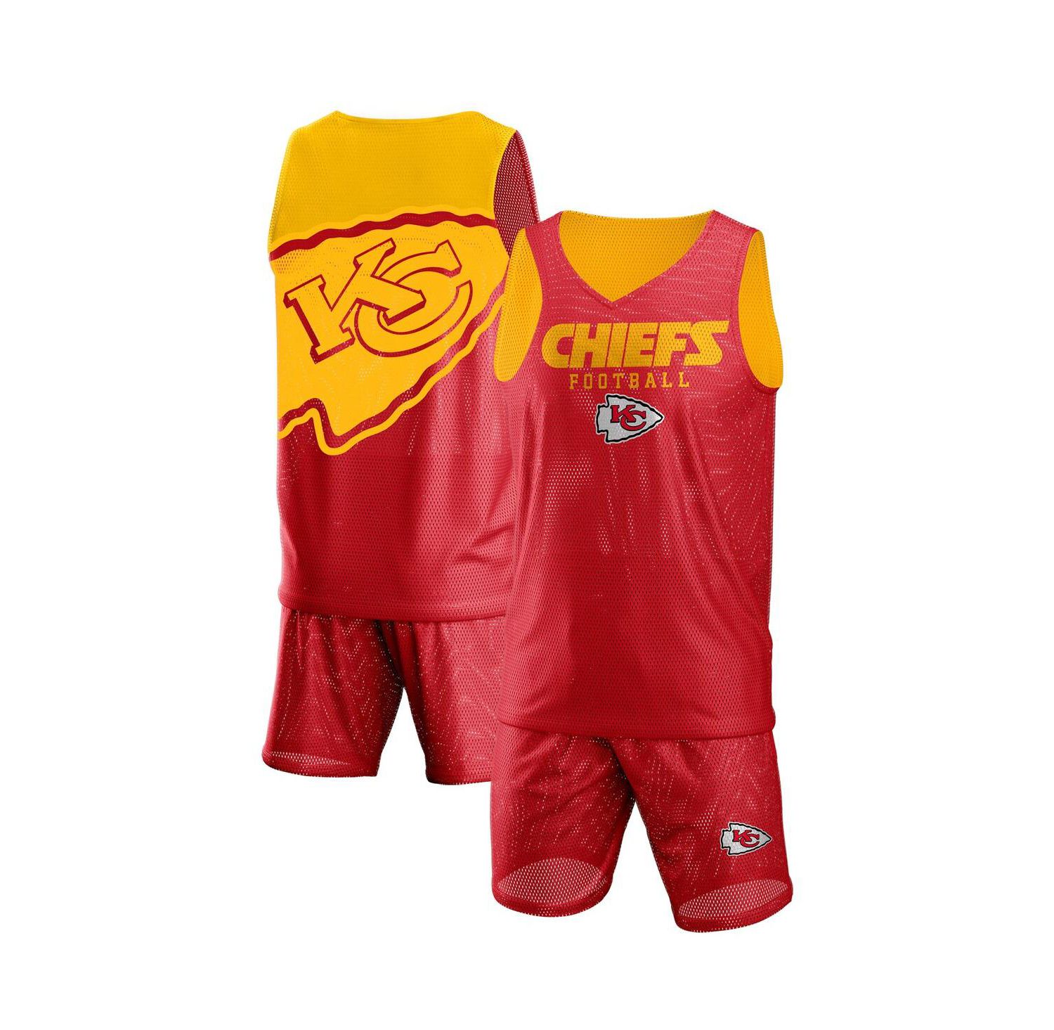 Men's Red Kansas City Chiefs Colorblock Mesh V-Neck Tank Top and Shorts Set