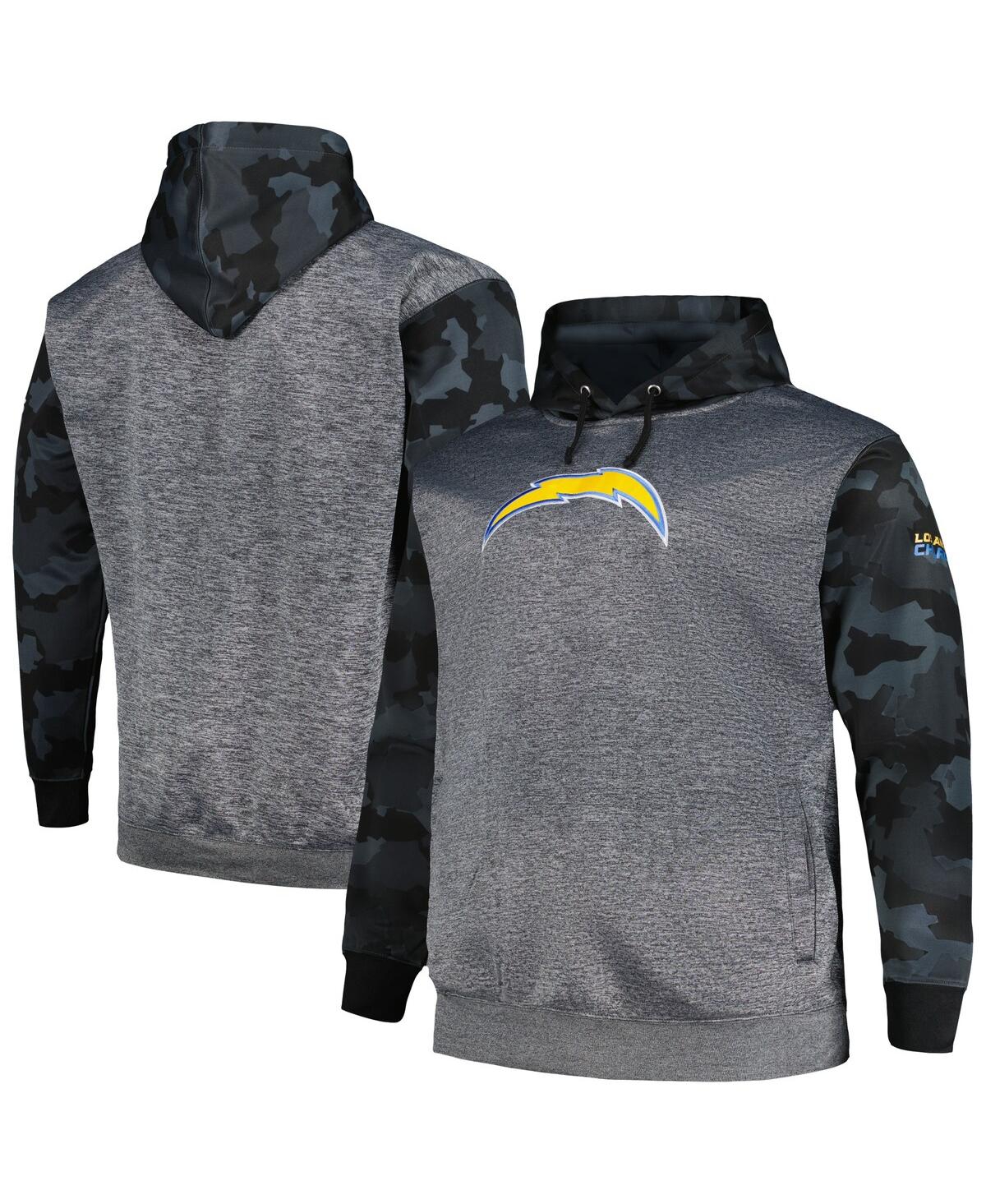 Shop Fanatics Men's  Heather Charcoal Los Angeles Chargers Big And Tall Camo Pullover Hoodie
