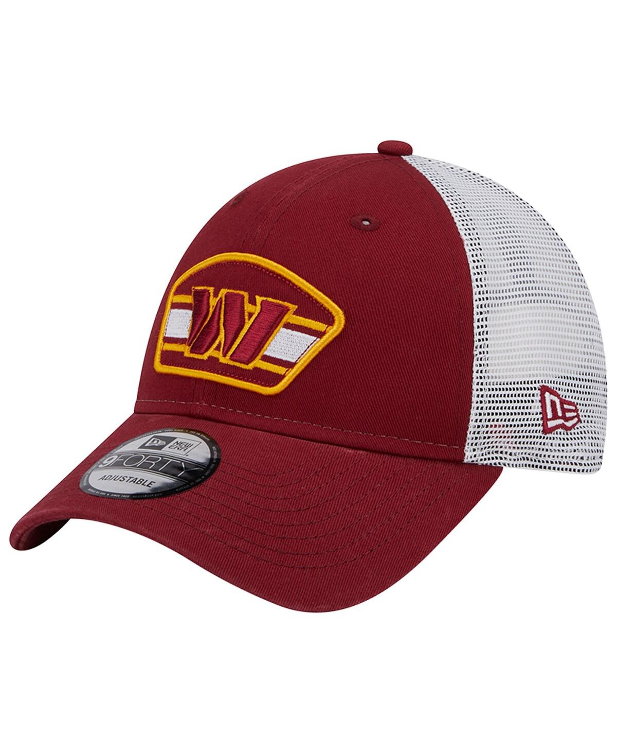 Men's New Era White Washington Commanders Logo Patch Trucker 9FORTY Snapback Hat - White