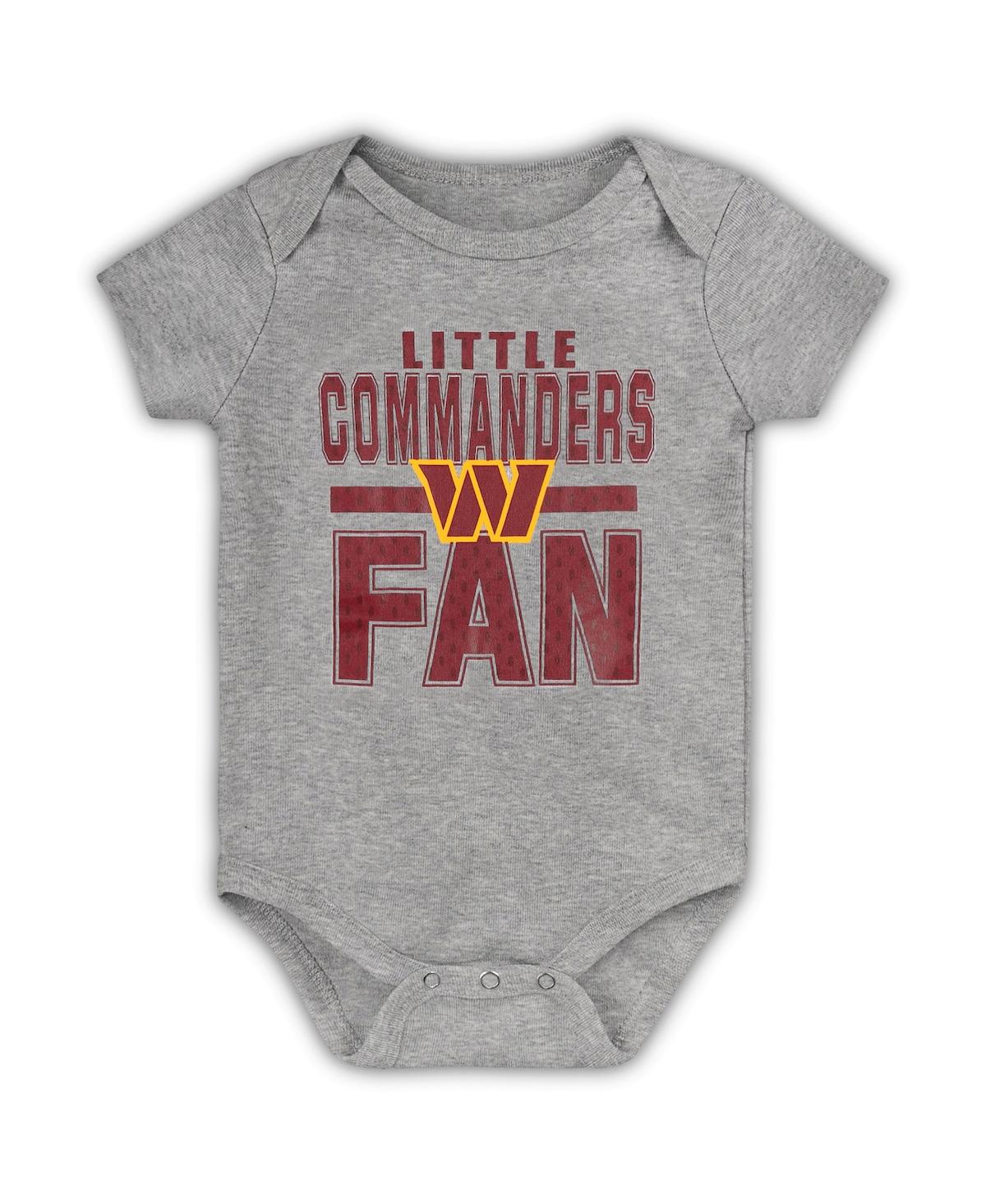 Outerstuff Babies' Newborn And Infant Boys And Girls Heathered Gray Washington Commanders Little Fan Bodysuit