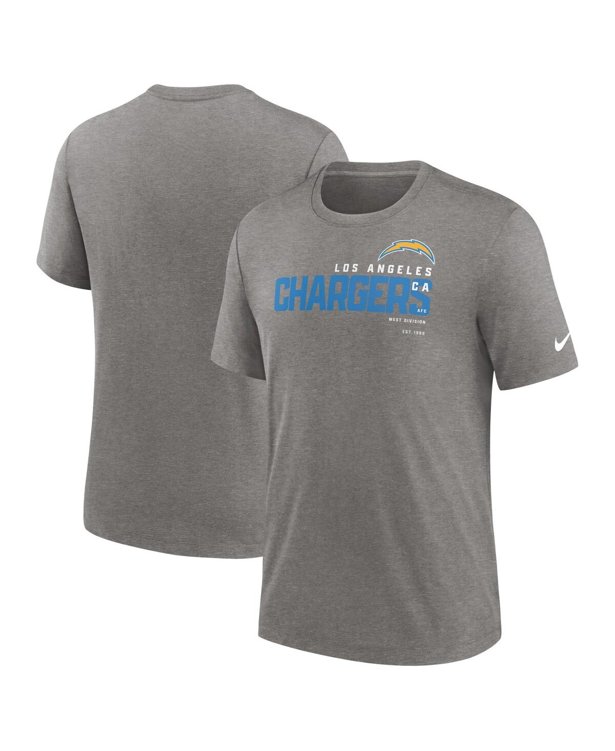 Men's Nike Heather Charcoal Los Angeles Chargers Team Tri-Blend T-shirt - Heather Charcoal