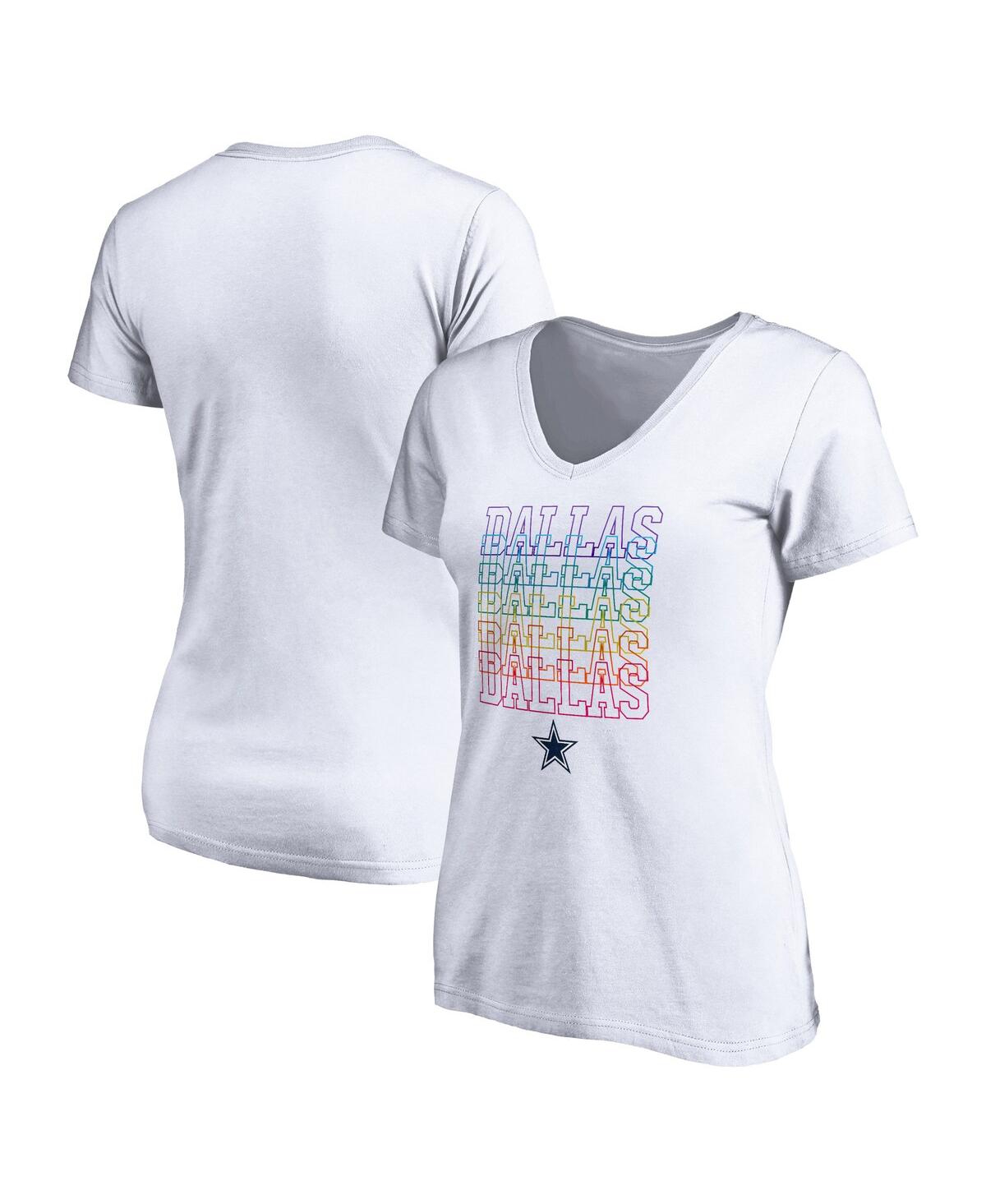 Women's FanaticsDallas Cowboys City Pride V-Neck T-shirt - White